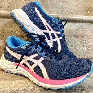 Asics Women Gel-Excite 7 Running Shoes Amplifoam LaceUp Blue/White/Pink 1012A875